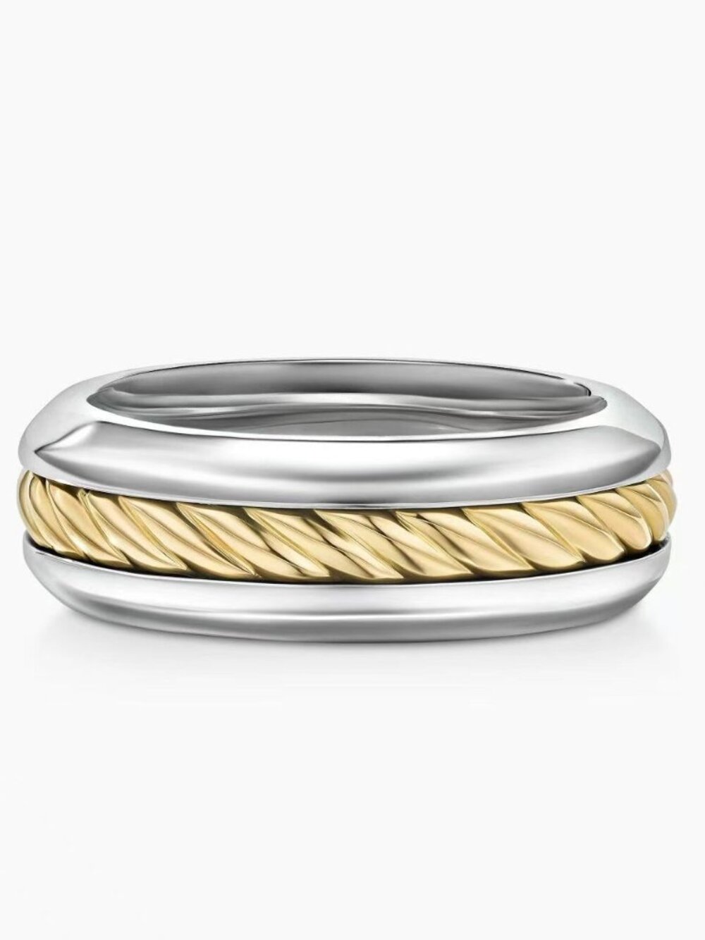 🌟🌟🌟David Yurman Two-tone Plain Buttoned Ring. Ring Size: 6-7-8-9